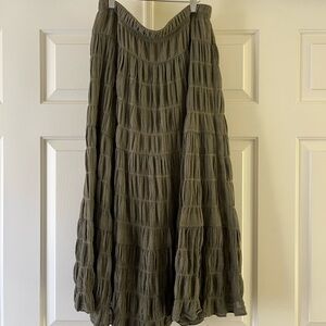 Max Studio Olive Tiered Gauze Maxi Skirt